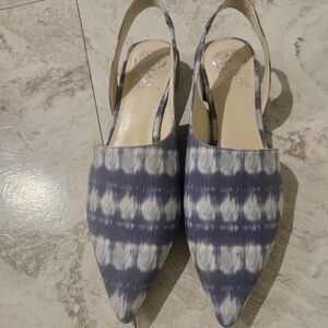 Vince Camuto Indigo Patterned Slingback Heels